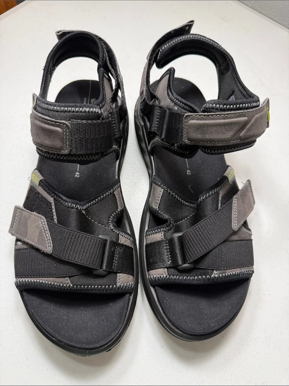 Ecco Men's Black and Gray Adjustable Outdoor Sandals